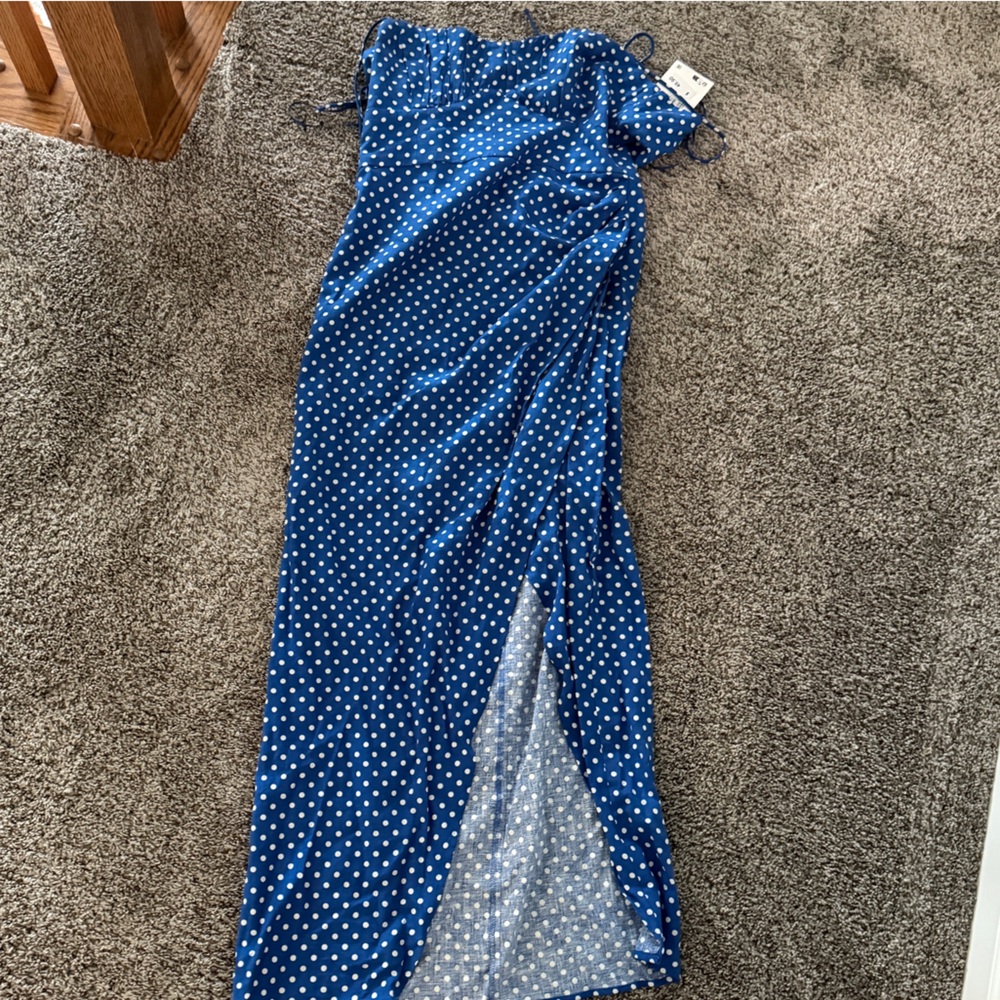 NWT Zara dotted linen blend corset dress M - Picture 2 of 5